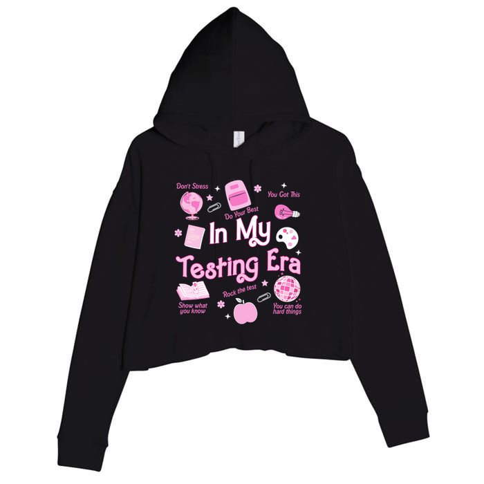 In My Testing Era Teachers Student Rock Testing Day Crop Fleece Hoodie