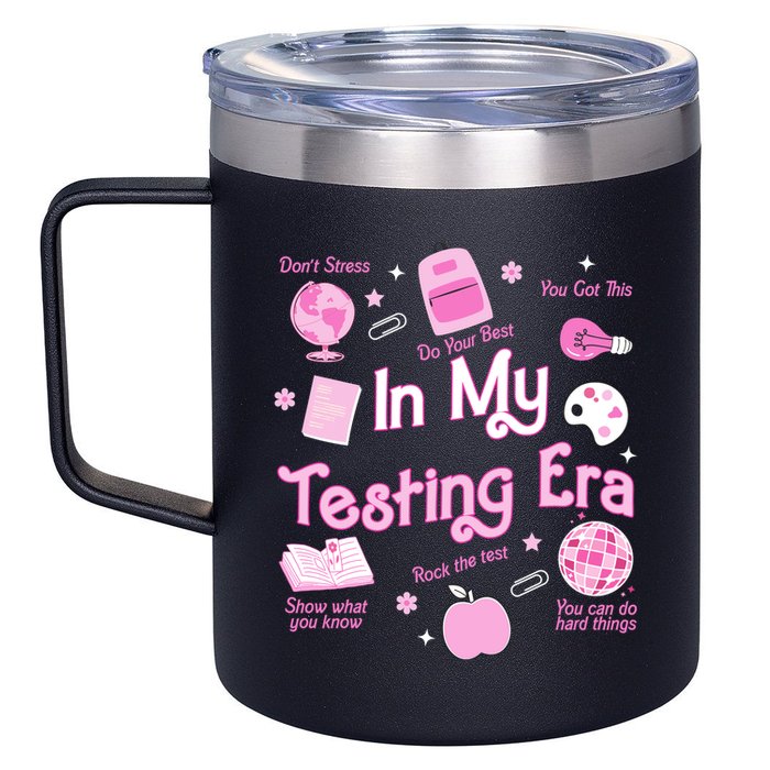 In My Testing Era Teachers Student Rock Testing Day 12oz Stainless Steel Coffee Mug