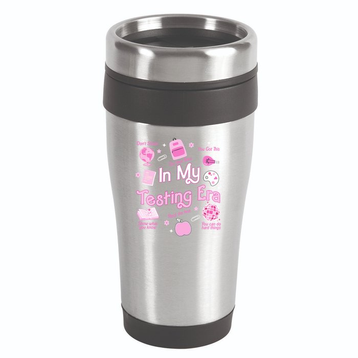 In My Testing Era Teachers Student Rock Testing Day 16oz Travel Tumbler