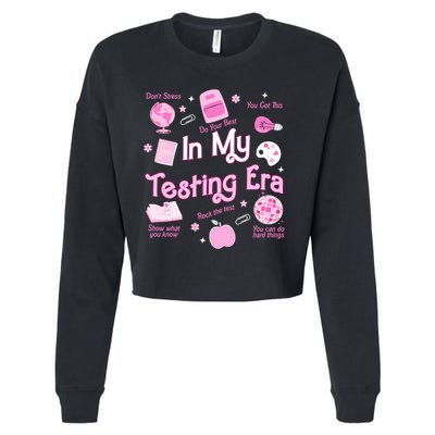 In My Testing Era Teachers Student Rock Testing Day Cropped Pullover Crew