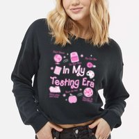 In My Testing Era Teachers Student Rock Testing Day Cropped Pullover Crew