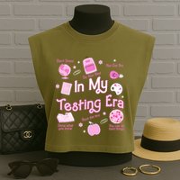 In My Testing Era Teachers Student Rock Testing Day Garment-Dyed Women's Muscle Tee