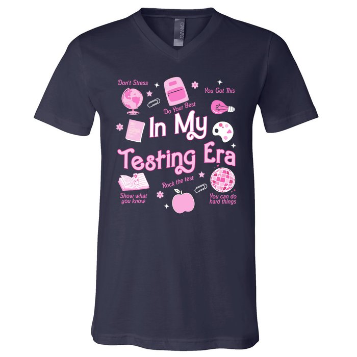 In My Testing Era Teachers Student Rock Testing Day V-Neck T-Shirt