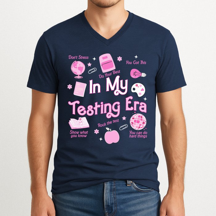 In My Testing Era Teachers Student Rock Testing Day V-Neck T-Shirt