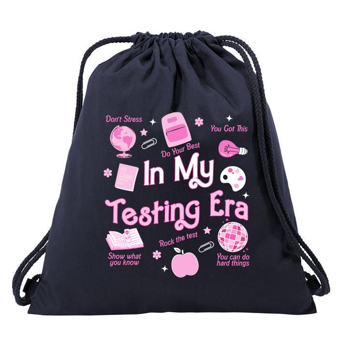 In My Testing Era Teachers Student Rock Testing Day Drawstring Bag