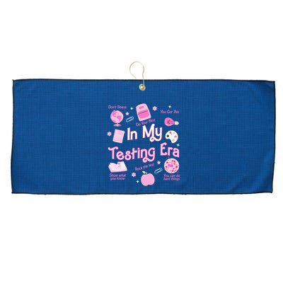 In My Testing Era Teachers Student Rock Testing Day Large Microfiber Waffle Golf Towel