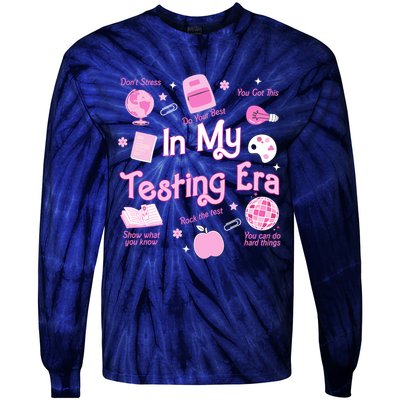 In My Testing Era Teachers Student Rock Testing Day Tie-Dye Long Sleeve Shirt