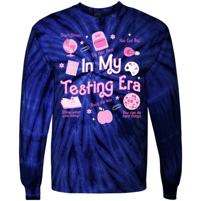 In My Testing Era Teachers Student Rock Testing Day Tie-Dye Long Sleeve Shirt