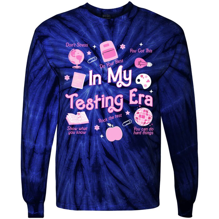 In My Testing Era Teachers Student Rock Testing Day Tie-Dye Long Sleeve Shirt