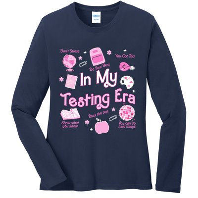 In My Testing Era Teachers Student Rock Testing Day Ladies Long Sleeve Shirt