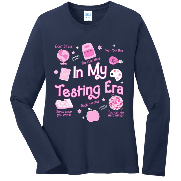 In My Testing Era Teachers Student Rock Testing Day Ladies Long Sleeve Shirt