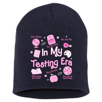 In My Testing Era Teachers Student Rock Testing Day Short Acrylic Beanie