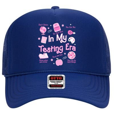 In My Testing Era Teachers Student Rock Testing Day High Crown Mesh Back Trucker Hat