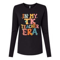 In My TK Teacher Era Retro Groovy Back To School TK Teacher Womens Cotton Relaxed Long Sleeve T-Shirt