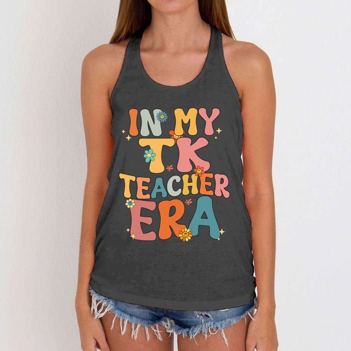 In My TK Teacher Era Retro Groovy Back To School TK Teacher Women's Knotted Racerback Tank