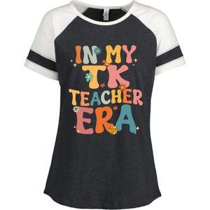 In My TK Teacher Era Retro Groovy Back To School TK Teacher Enza Ladies Jersey Colorblock Tee