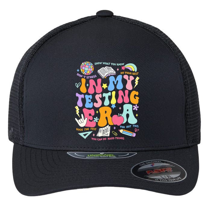 In My Testing Era Teachers Student Rock The Test Flexfit Unipanel Trucker Cap