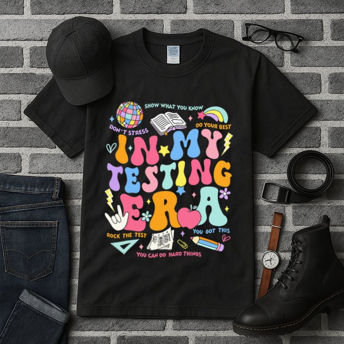 In My Testing Era Teachers Student Rock The Test Tall T-Shirt
