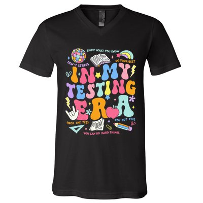 In My Testing Era Teachers Student Rock The Test V-Neck T-Shirt