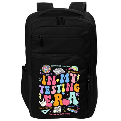 In My Testing Era Teachers Student Rock The Test Impact Tech Backpack