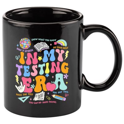 In My Testing Era Teachers Student Rock The Test 11oz C Handle Ceramic Mug