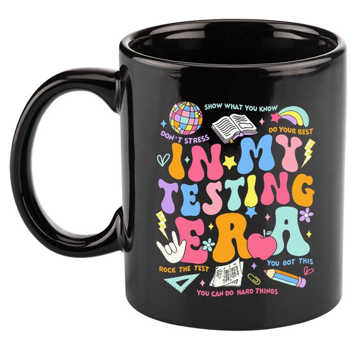 In My Testing Era Teachers Student Rock The Test 11oz C Handle Ceramic Mug
