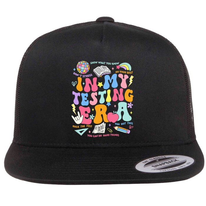 In My Testing Era Teachers Student Rock The Test Flatbill Hat