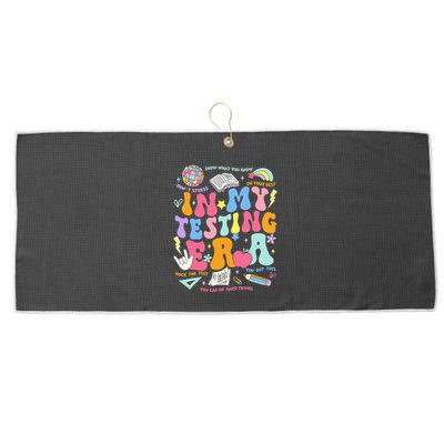 In My Testing Era Teachers Student Rock The Test Large Microfiber Waffle Golf Towel