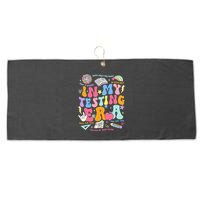 In My Testing Era Teachers Student Rock The Test Large Microfiber Waffle Golf Towel
