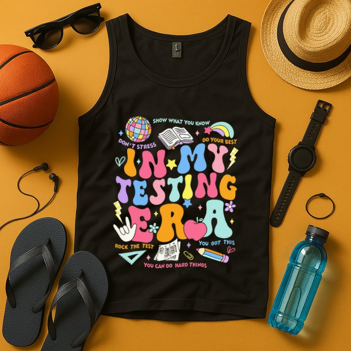 In My Testing Era Teachers Student Rock The Test Tank Top