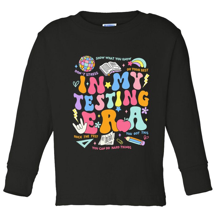 In My Testing Era Teachers Student Rock The Test Toddler Long Sleeve Shirt