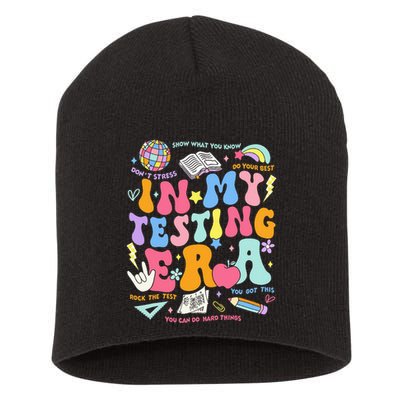 In My Testing Era Teachers Student Rock The Test Short Acrylic Beanie