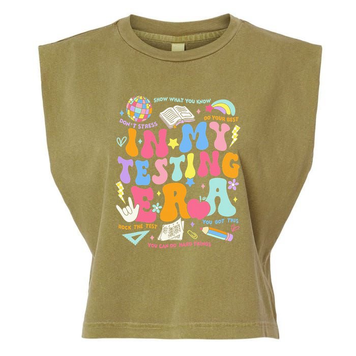 In My Testing Era Teachers Student Rock The Test Garment-Dyed Women's Muscle Tee