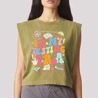 In My Testing Era Teachers Student Rock The Test Garment-Dyed Women's Muscle Tee