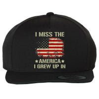 I Miss The America I Grew Up In American Flag Vintage Wool Snapback Cap