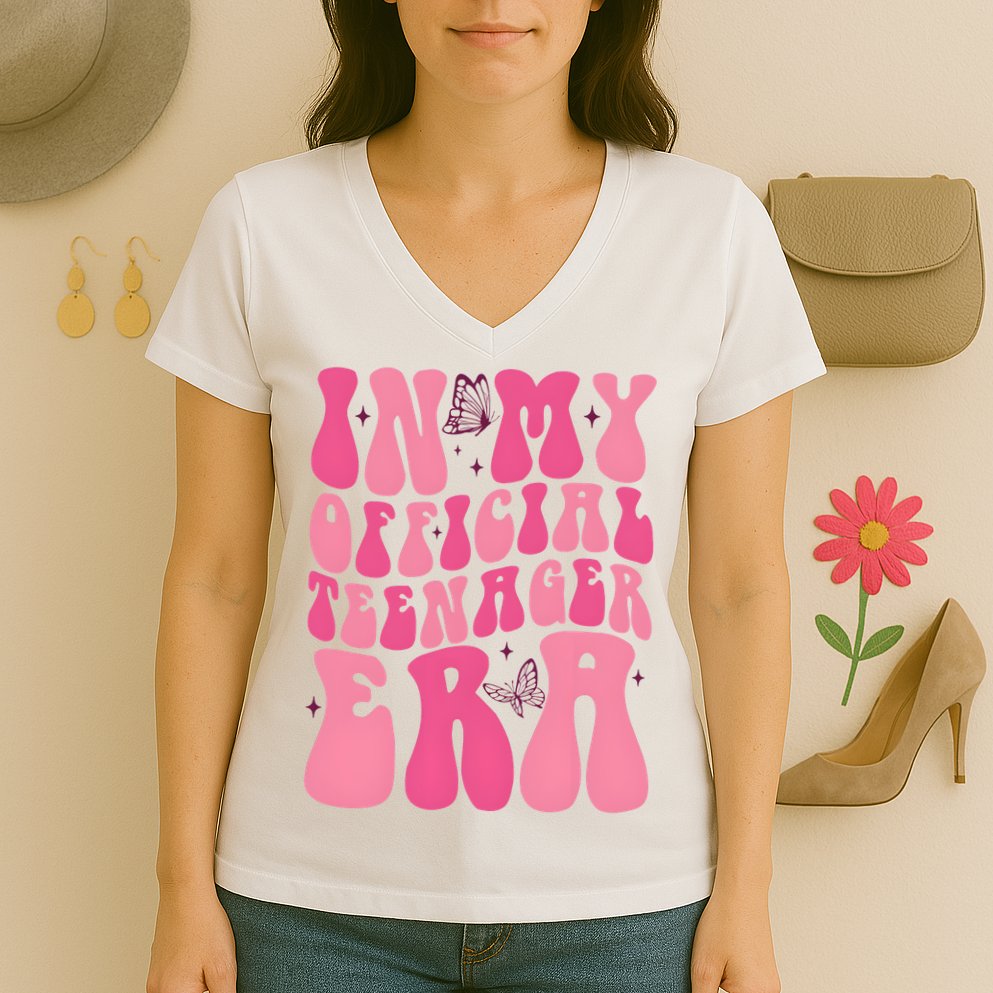 In My Teenager Era 13th Birthday Women's V-Neck T-Shirt