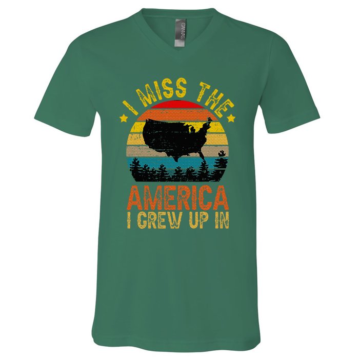 I Miss The America I Grew Up In American Map Vintage V-Neck T-Shirt