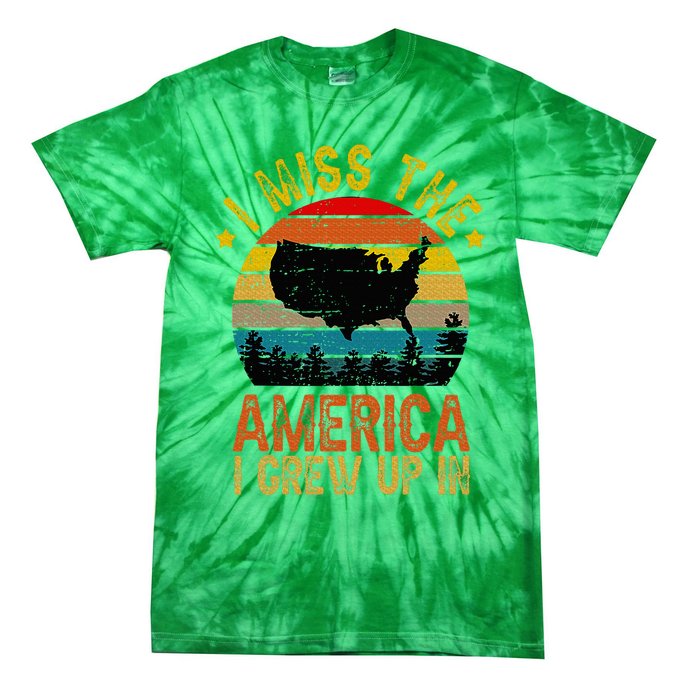 I Miss The America I Grew Up In American Map Vintage Tie-Dye T-Shirt