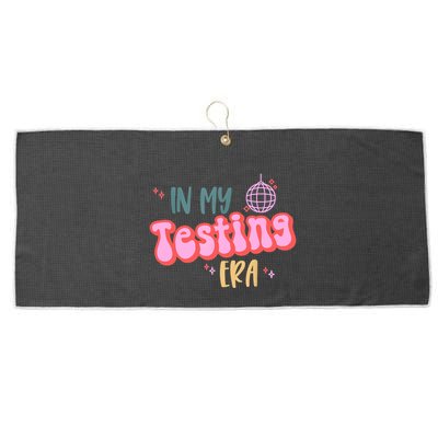 In My Testing Era, Funny Testing Teacher, Teaching Student Large Microfiber Waffle Golf Towel