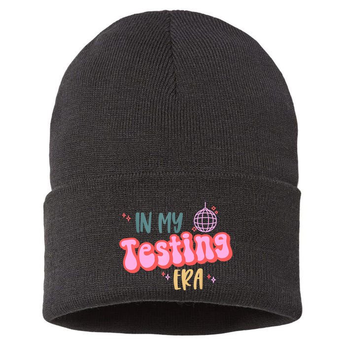 In My Testing Era, Funny Testing Teacher, Teaching Student Sustainable Knit Beanie
