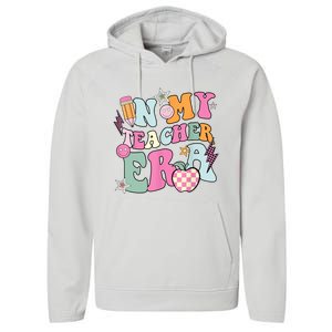 In My Teaching Era Best Teacher Appreciation Retro Groovy Performance Fleece Hoodie