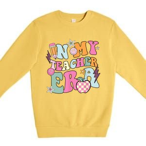 In My Teaching Era Best Teacher Appreciation Retro Groovy Premium Crewneck Sweatshirt