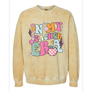 In My Teaching Era Best Teacher Appreciation Retro Groovy Colorblast Crewneck Sweatshirt