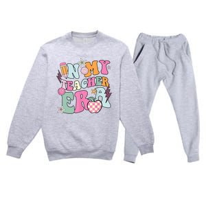 In My Teaching Era Best Teacher Appreciation Retro Groovy Premium Crewneck Sweatsuit Set