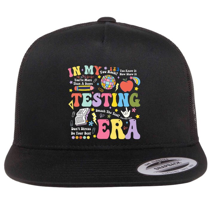 In My Testing Era Teachers Student Rock The Test Testing Day Flat Bill Trucker Hat