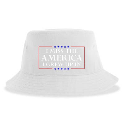 I Miss The America I Grew Up In American Flag Sustainable Bucket Hat