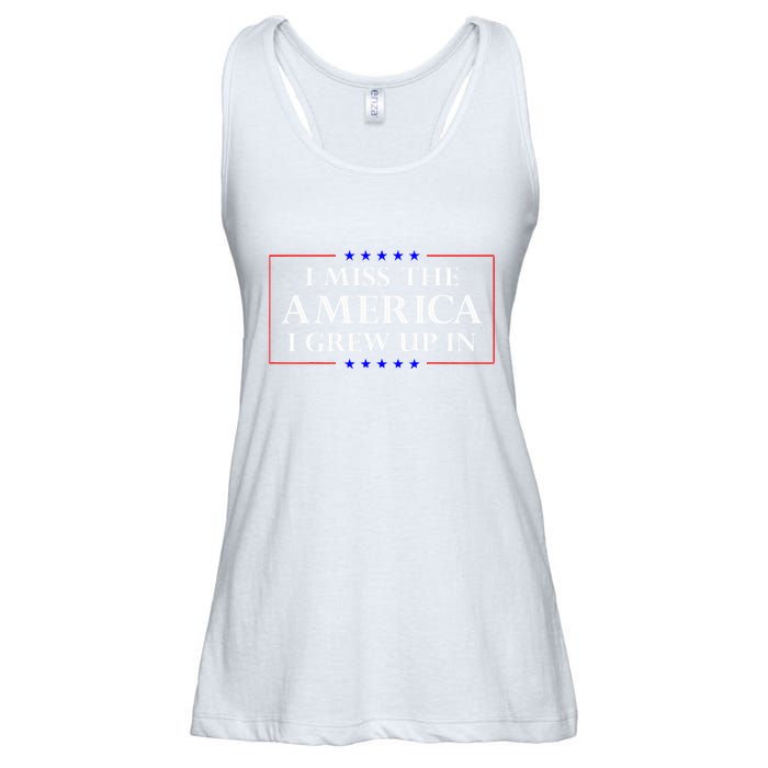 I Miss The America I Grew Up In American Flag Ladies Essential Flowy Tank