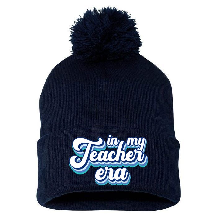 In My Teacher Era Retro Style Pom Pom 12in Knit Beanie