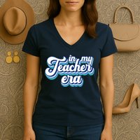 In My Teacher Era Retro Style Women's V-Neck T-Shirt