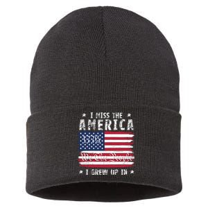 I Miss The America I Grew Up In American Since 1776 Patriotic US Constitution Sustainable Knit Beanie